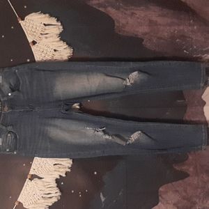 Indigo Rein size 7 High Rise jeggings distressed/faded look skinny medium wash